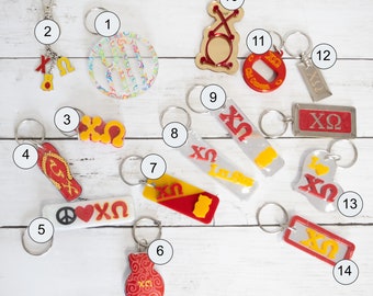 Sorority Keychains-Chi Omega | Sorority Sewn Letters | Sorority Sweatshirt | Chi Omega Gift | Chi Omega Letters | Sorority Gift | CO