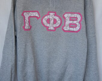 Athletic Heather Quarter Zip With Gray Damask On Hot Pink (272A)