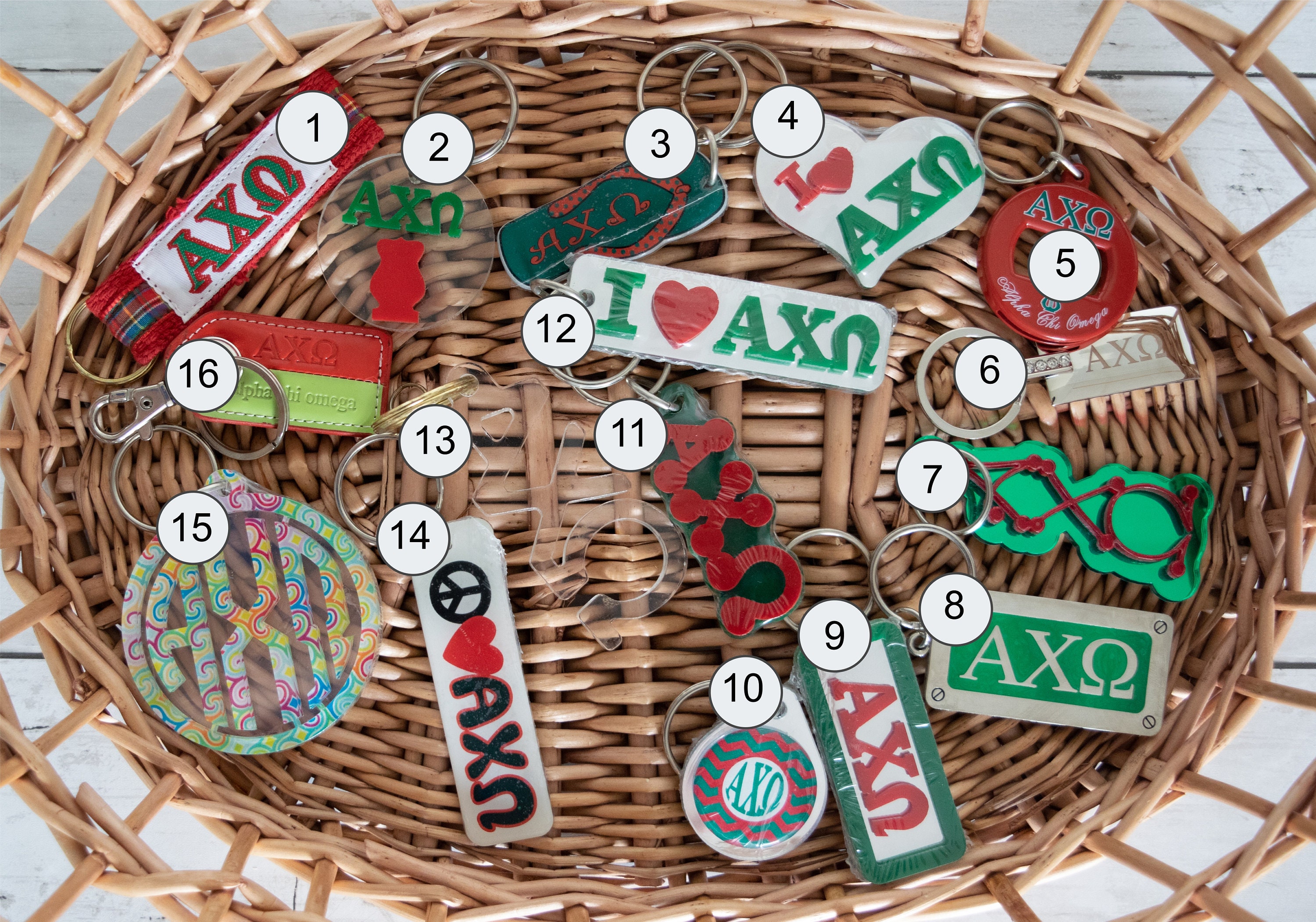Sorority Keychainsalpha Chi Omega Sorority Sewn Letters Etsy