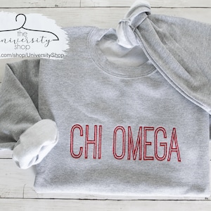 Chi Omega | Chi O | Sorority Sewn Letters | Chi Omega Letters | Sorority Sweatshirt | Sorority Family Shirt | Chi O Sweatshirt | Embroidery
