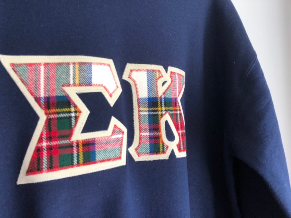 Sigma Kappa Sewn Greek Letters Navy Crewneck With Flannel | Etsy