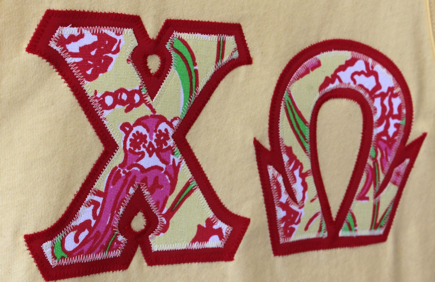 Light Yellow Tank With Chi Omega Fabric on Red - Etsy