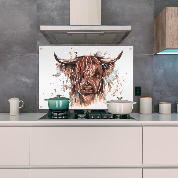 Highland Cow Kitchen and Bathroom Splashback