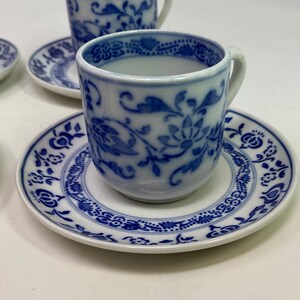 Antique Villeroy and Boch Dresden Saxony Blue Onion Demitasse Cup and Saucer, 6 Available