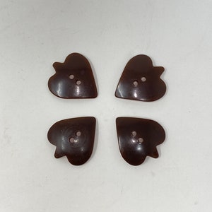 Vintage Bakelite Brown Leaf Shape, Spade, Sew Through, Medium 1&quot;