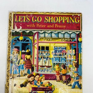 Vintage Little Golden Book Let's Go Shopping with Peter and Penny, 1948, C Edition image 1