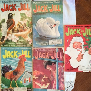 Vintage Jack and Jill Magazine; 1974 Jack and Jill; May, August, September,  October, and December