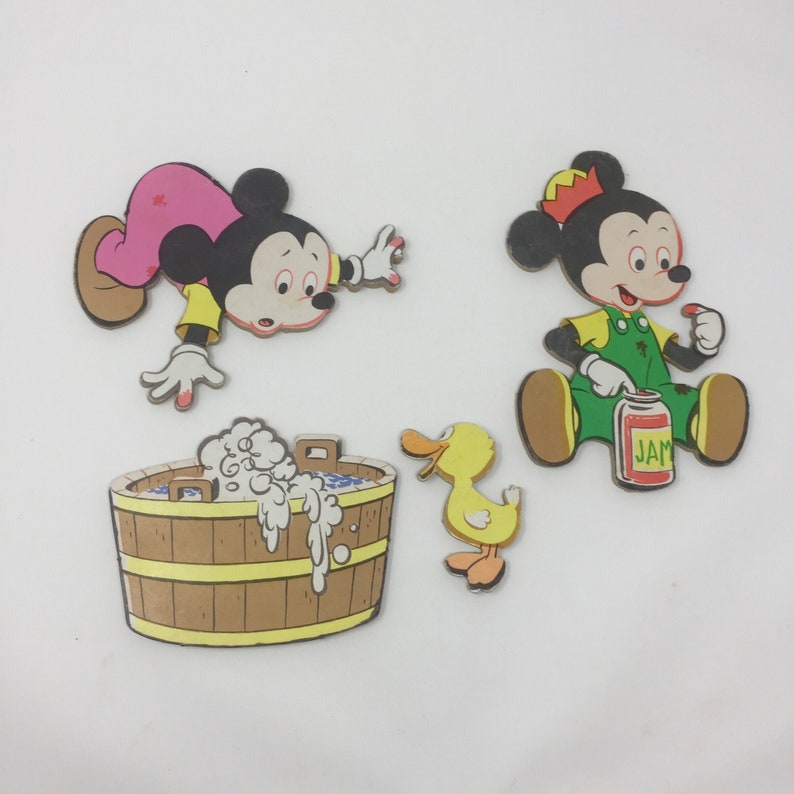 Vintage Pin Up Baby Mickey Mouse 2 A Rubber Duck And A Tub Plaques Sitting Mickey Is Is 8 Tall