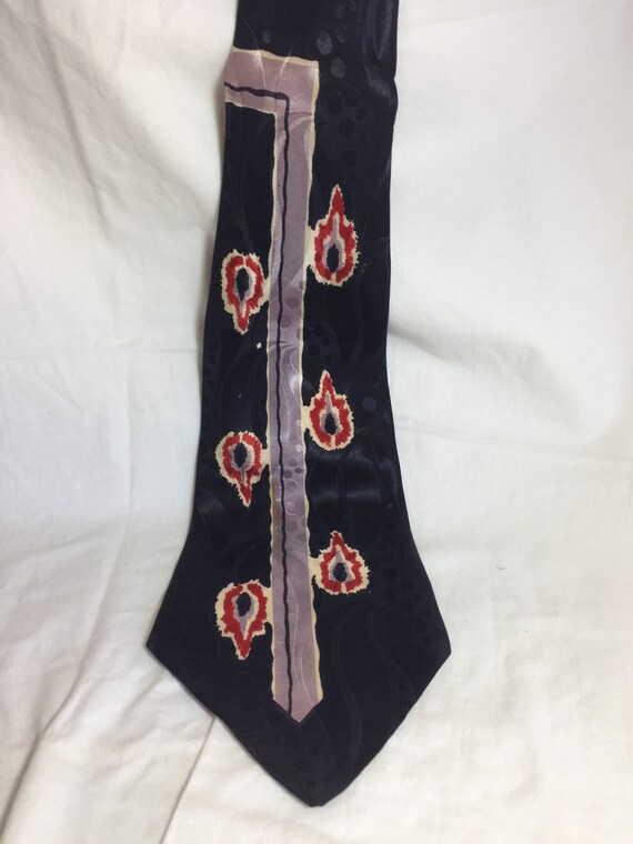 Vintage 50's Art Tie, Abstract Navy, Pale Purple S