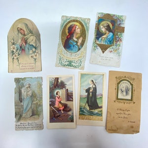 7 Antique Mary Holy Cards, Prayer Cards, Religious, Italy, Germany, Some Very Old, Good Condition
