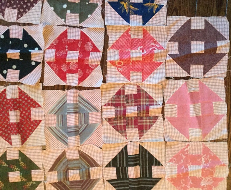 19 Antique Quilt Squares Vintage Quilt Squares Indigo Blue Etsy