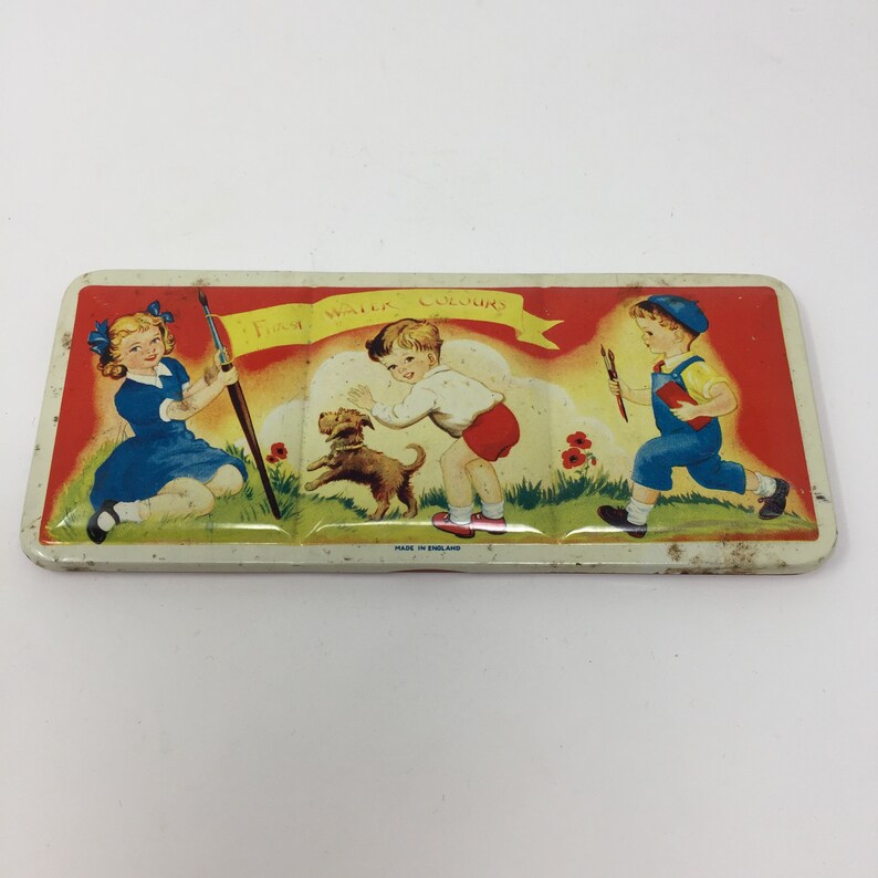 3 by 7 Vintage English First Watercolor Box Good Condition