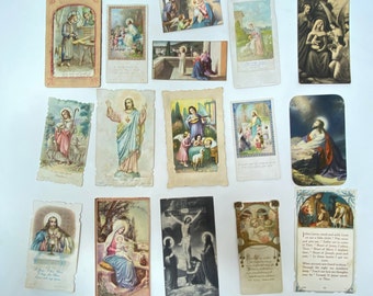 17 Antique Holy Cards, Prayer Cards, Religious, Several Italy and Germany, Good Condition