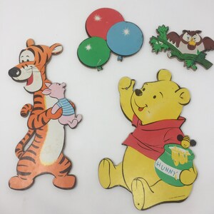 Vintage Pin up Winnie the Pooh, Balloons, Tigger and Piglet, and Owl Plaques. Tigger is 12 1/2&quot; Tall