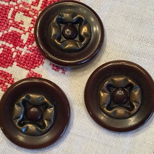 Large Celluloid Brown with Metal Button; 1 5/8&quot;