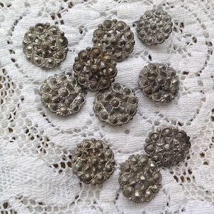 Paris Back Faux Cut Steel  White Metal Buttons  &quot;Paris Depose&quot;
