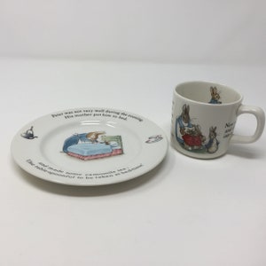 Wedgwood Peter Rabbit Porcelain Child&#39;s Plate, 7&quot; and Cup, Great Condition