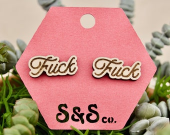 Elegant Profanity Earrings - Funny Earrings, Lude Studs