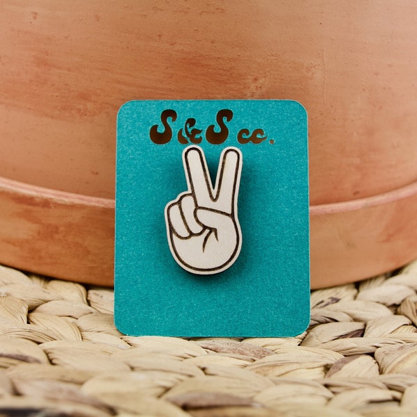 Deuces Peace Sign Pin - The Goodbye No Worries Cute Enamel Pin Style Wood Button Engraved - Aesthetic Pins - Aesthetic Tote Bag