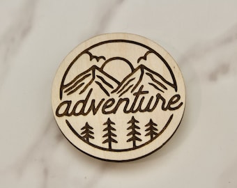 Mountain Adventure Wood Magnet - Wood Fridge Magnet - Laser Engraved Gifts -Travel Lover Gift - Travel Gift - Fridge Magnet Aesthetic