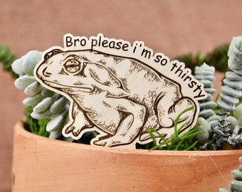 Thirsty Toad Plant Stake - Funny Indoor Houseplant Decor, Accessory, or Gift