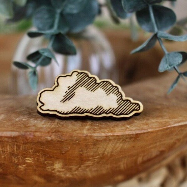 Aesthetic Wooden Cloud Pin - Cute Lapel Pin - Aesthetic Pins for Tote Bag