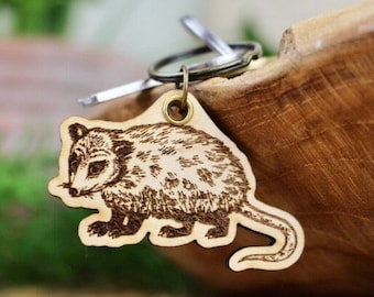 Possum Keychain - Cute Engraved Keychain For Best Friend - Opossum Gift - Keychain for Boyfriend - Possum Lover - Trash Panda Keychain