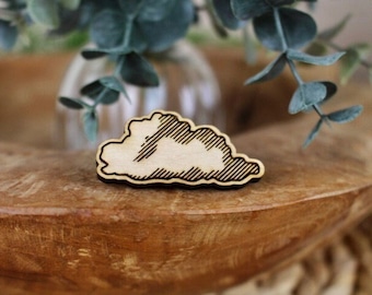 Aesthetic Wooden Cloud Pin - Cute Lapel Pin - Aesthetic Pins for Tote Bag