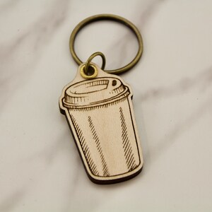 Travel Coffee Cup Engraved Keychain image 3