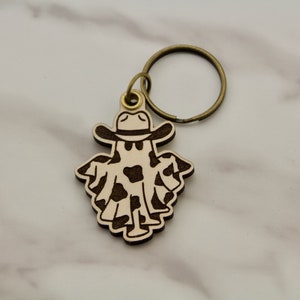 Cowboy Ghost Keychain - Western Halloween - Cute Ghost Gift