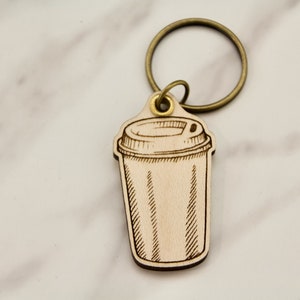 Travel Coffee Cup Engraved Keychain image 2