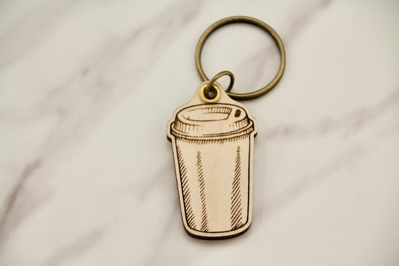 Travel Coffee Cup Engraved Keychain image 2