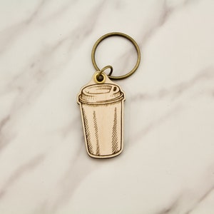 Travel Coffee Cup Engraved Keychain image 1