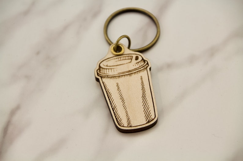Travel Coffee Cup Engraved Keychain image 4