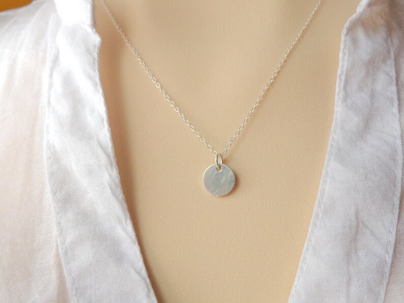 Necklace all components sterling silver 925 pendant with disk 10 mm 925 sterling silver , simple, minimal, mild image 4