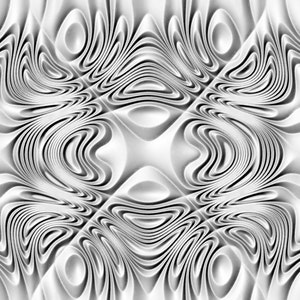May include: Abstract black and white pattern with swirling lines and curves creating a 3D effect.