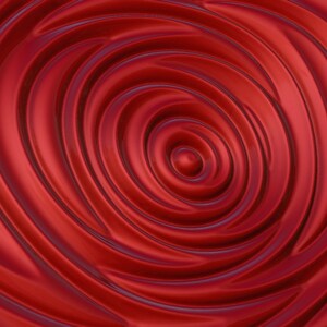 May include: Abstract red background with a swirling, concentric circle pattern. The circles are smooth and glossy, creating a 3D effect.