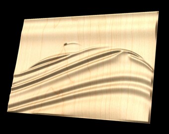 Può includere: Un pannello da parete in legno con un design intagliato che ricorda un tessuto fluido. Il pannello è di colore marrone chiaro e ha una finitura liscia e lucida.