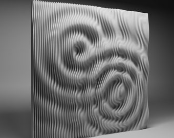 Parametric wallart CNC cutting file "Wave 8-16" and 3d relief