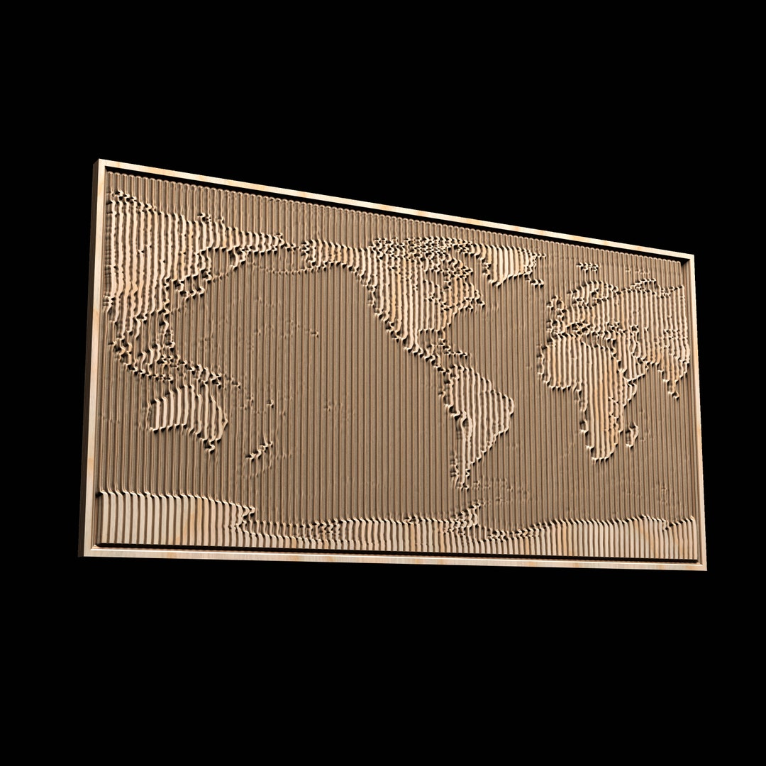 World Map CNC V-carve Vector File for Engraving - Etsy