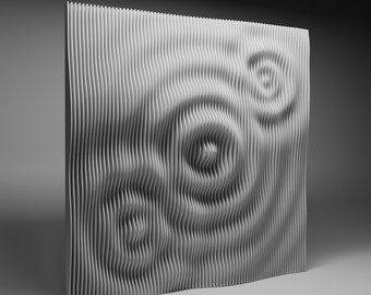 Parametric wallart CNC cutting file "Wave 7-17-6" and 3d relief