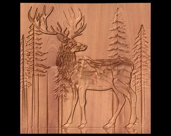 Bas-relief "Elk" 3d file MJ007 for CNC