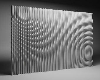 Parametric wallart CNC cutting file "WAVES4787" and 3D relief