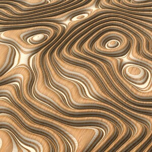 May include: Abstract wood pattern with swirling lines and concentric circles in shades of brown and white.