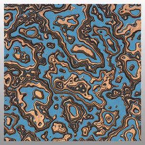 May include: Abstract pattern with swirling lines in shades of brown, black, and blue.
