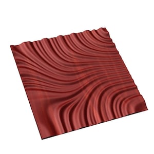 May include: A red, wavy, textured wall panel with a wood grain pattern.