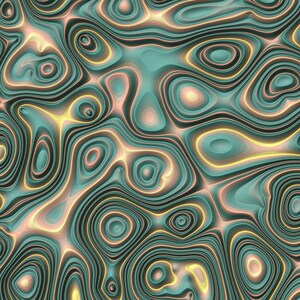 May include: Abstract digital art with swirling patterns in shades of teal, yellow, and pink.