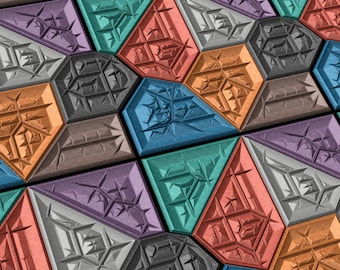 Wall panel tile 3D model Flagstone22 seamless geometric texture pattern