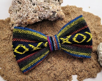 Boho Dog Bowtie: Woven Rasta Pet Collar Accessory