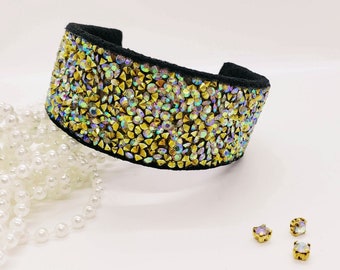 Gold Iridescent Gem Dog Collar: Sparkly Fancy Pet Collar